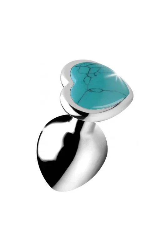 XR Brands – Booty Sparks – Turquoise Heart Shaped Butt Plug – Medium